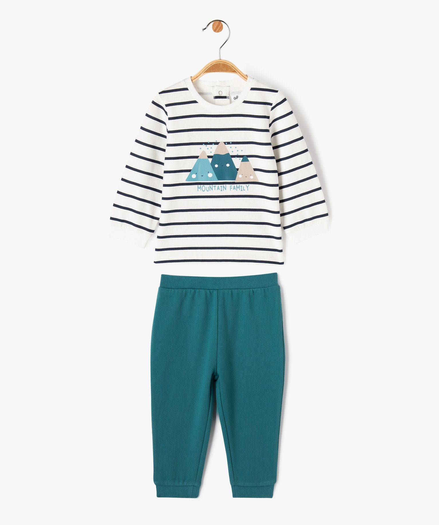 Pyjama 2 pièces dépareillées en molleton bébé ecru | GEMO