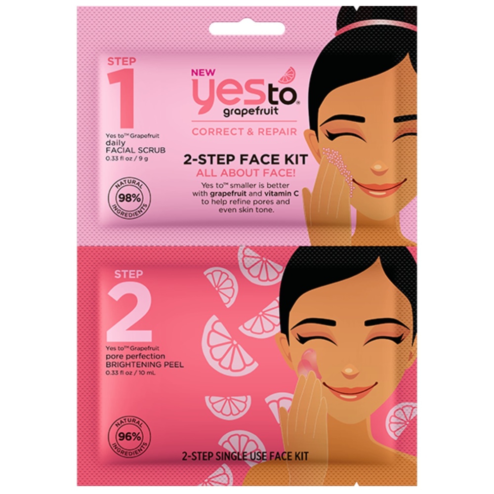 Yes To Kit 2 étapes à usage unique vitamine C et pamplemousse Gommage visage
