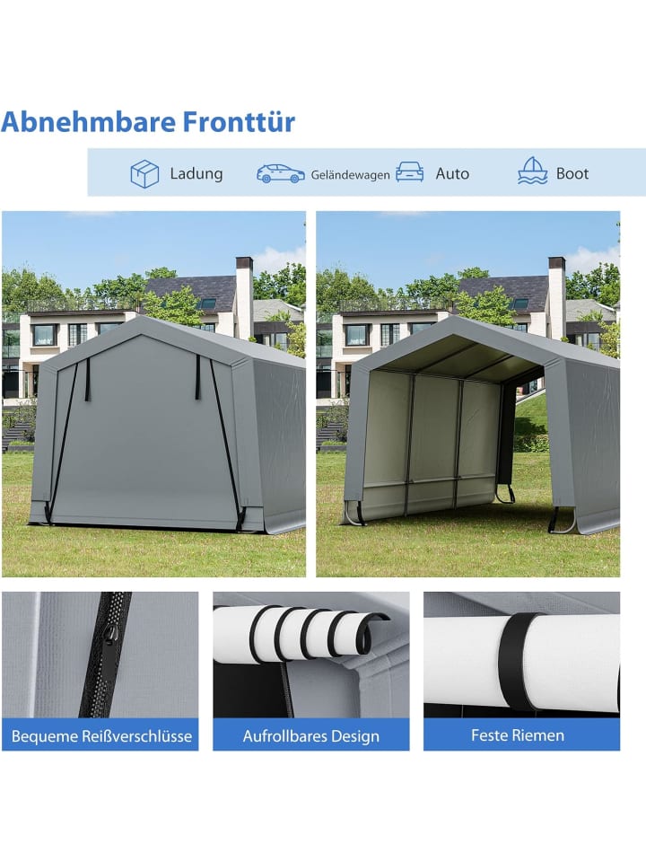 COSTWAY Garagenzelt Carport 490x290x245cm in Grau günstig kaufen onesize