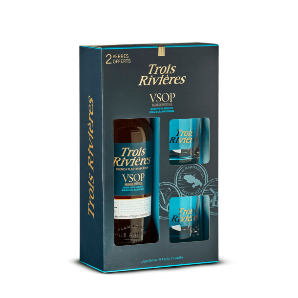 Coffret Trois Rivières VSOP + 2 Verres 40%