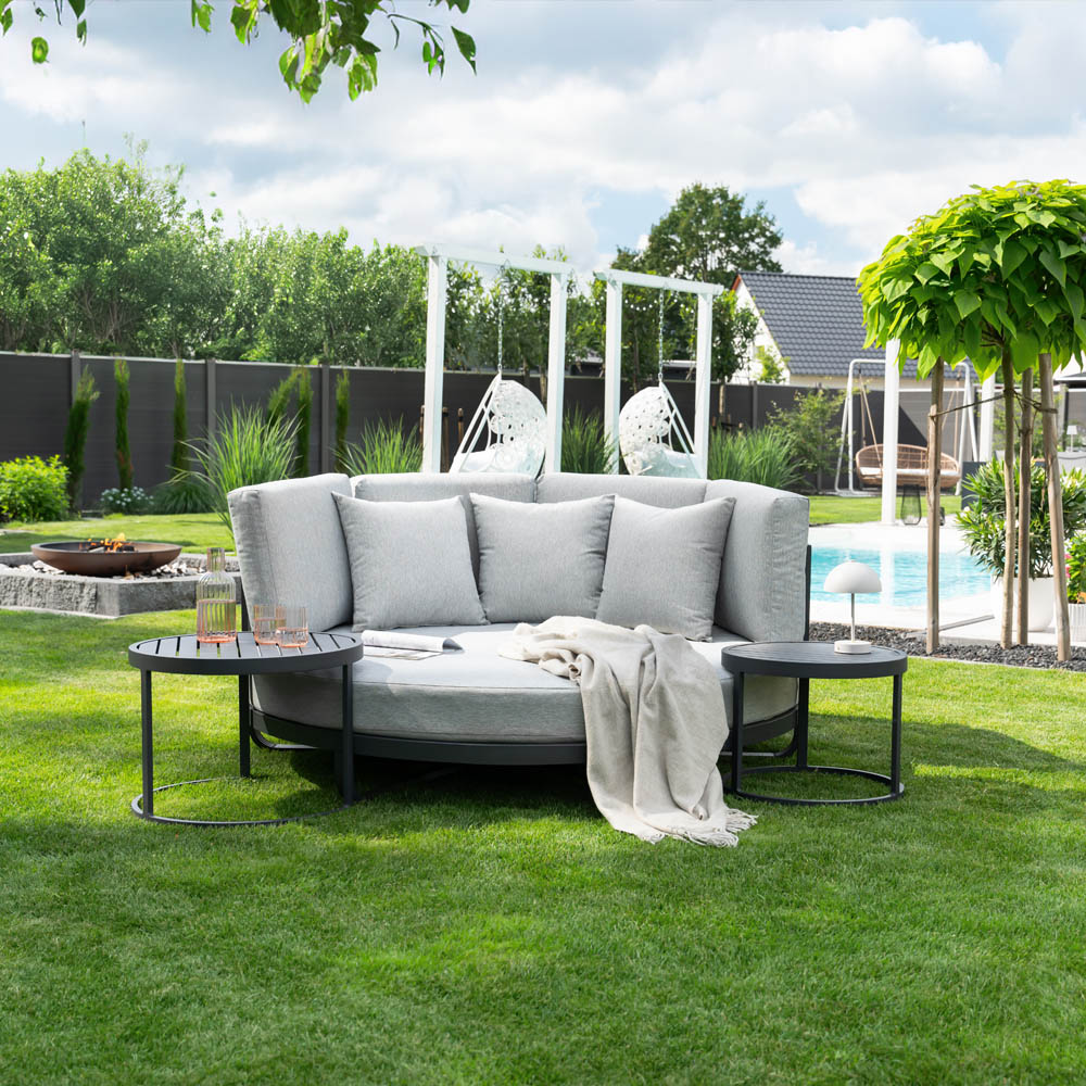 Home Deluxe HOME DELUXE Daybed Outdoor FLORIDA inkl. Beistelltische - Grau