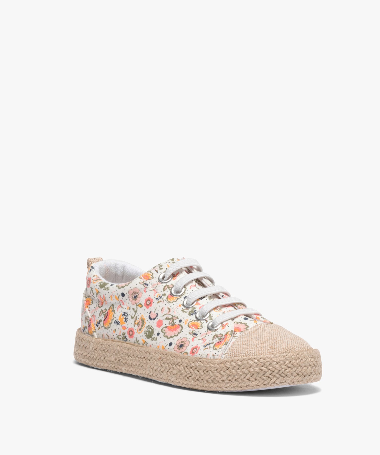 Baskets fille en toile avec semelle en corde imprime | GEMO