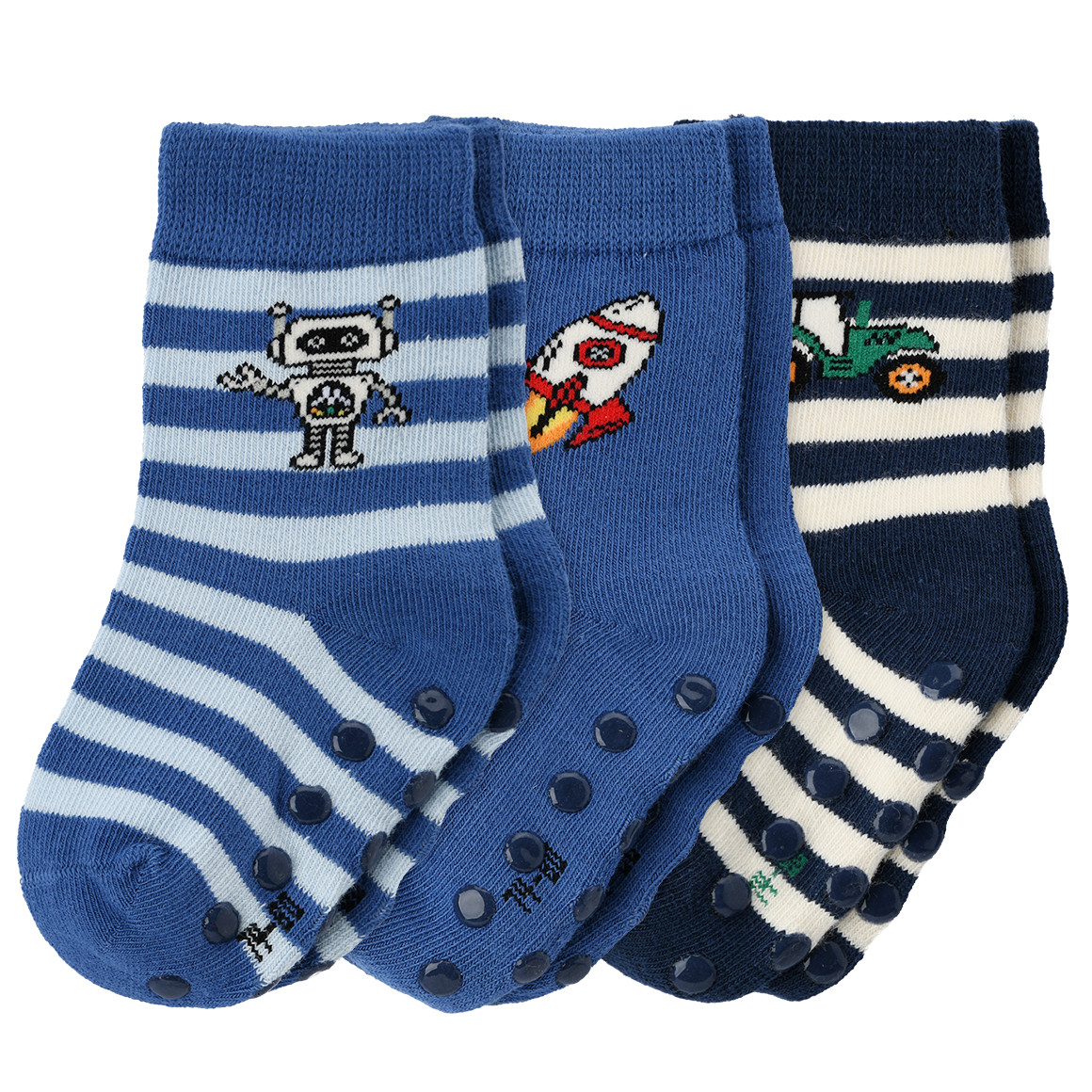 3 Paar Baby Stoppersocken mit Bio-Baumwolle