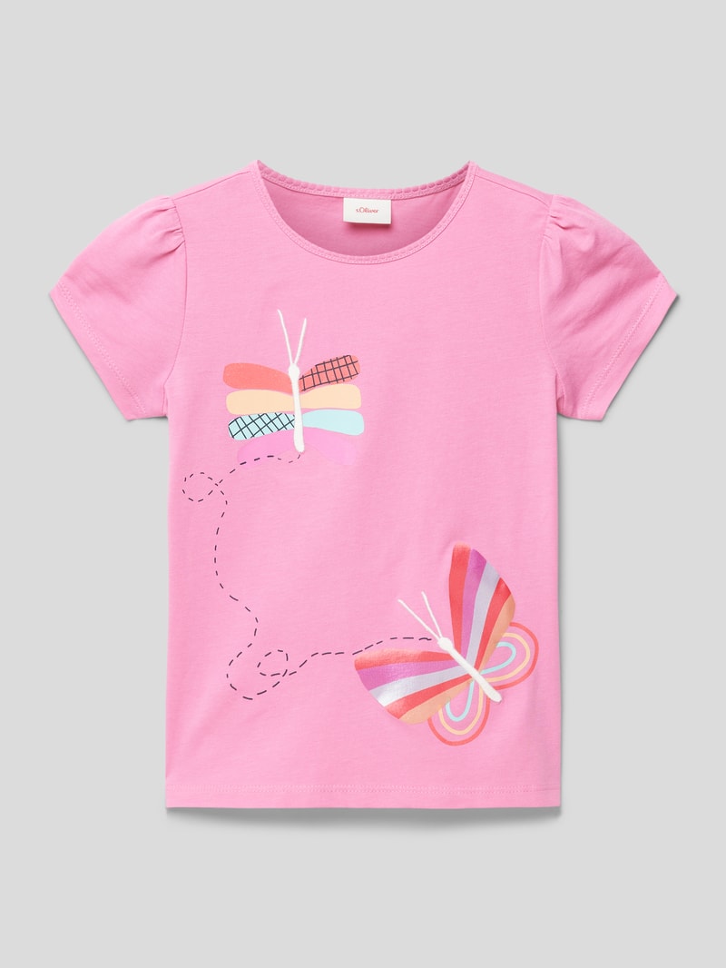T-Shirt aus Baumwolle mit Motiv-Print in pink