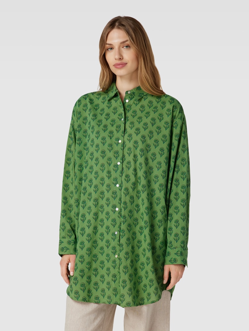 Longbluse mit Allover-Muster in grün