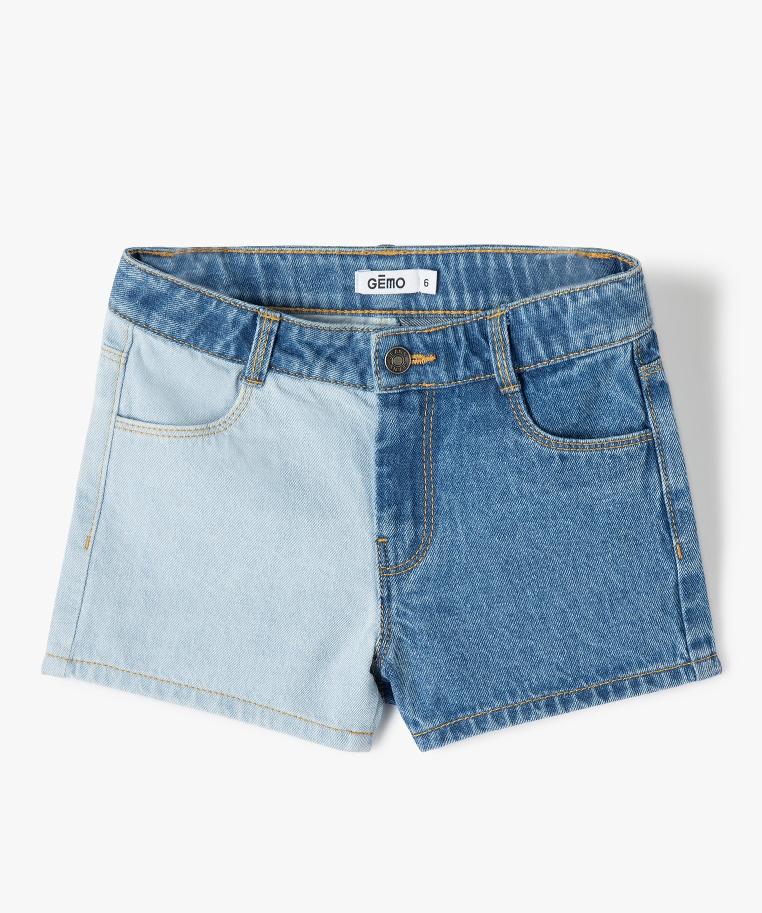 Short en jean fille bicolore stone | GEMO