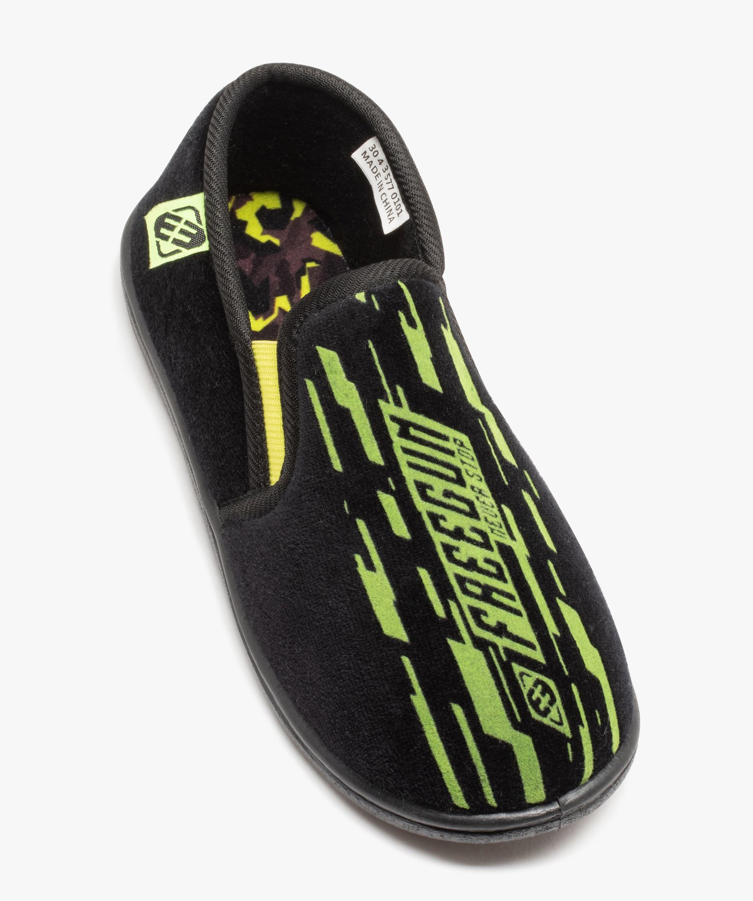 Chaussons Garçon imprimés en velours à enfiler - Freegun noir | GEMO