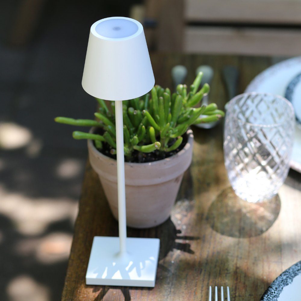 Zafferano LED Tischleuchte LED Akku Tischleuchte Poldina Micro in Weiß 1,8W 142lm IP65, keine Angabe, Leuchtmittel enthalten: Ja, fest verbaut, LED, warmweiss, Tischleuchte, Nachttischlampe, Tischlampe