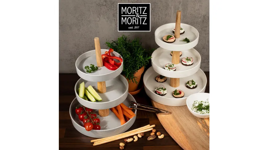 Moritz & Moritz Etagère rund mit Holzstange weiß