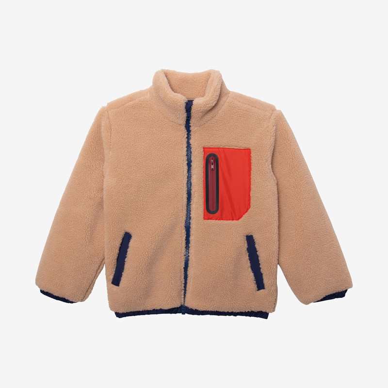 Veste enfant sherpa poche zippée beige mixte