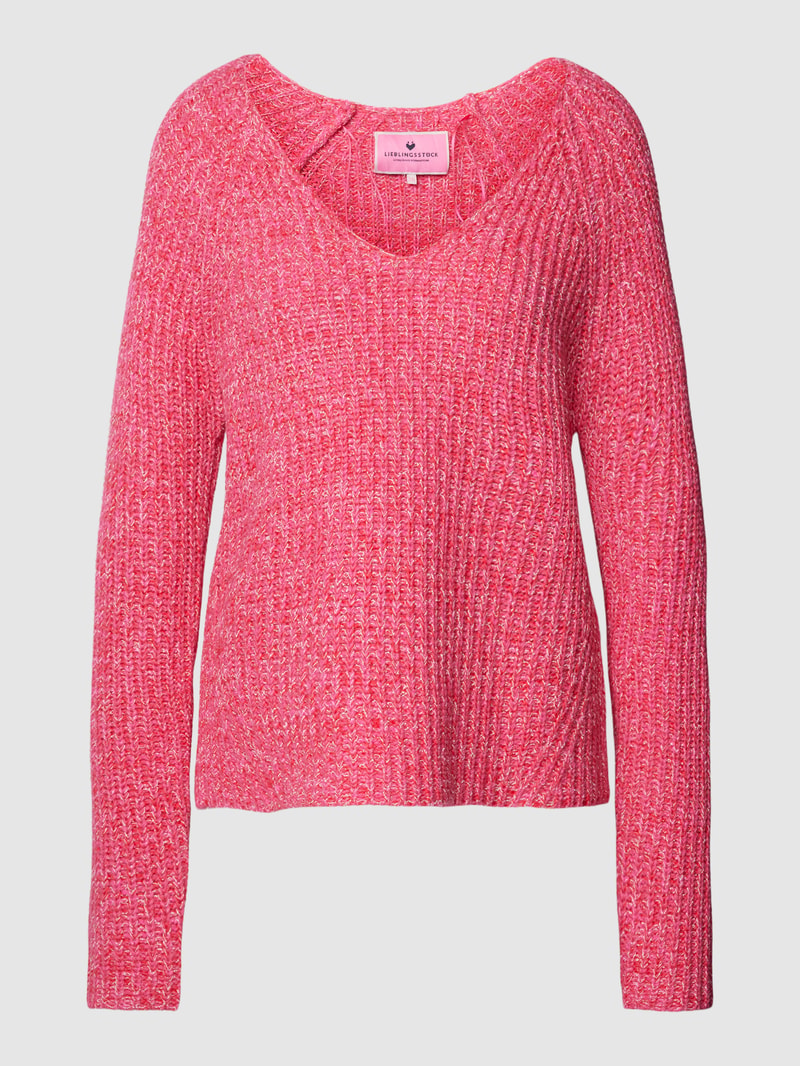 Strickpullover in Melange-Optik Modell 'Sangi' in hellrot