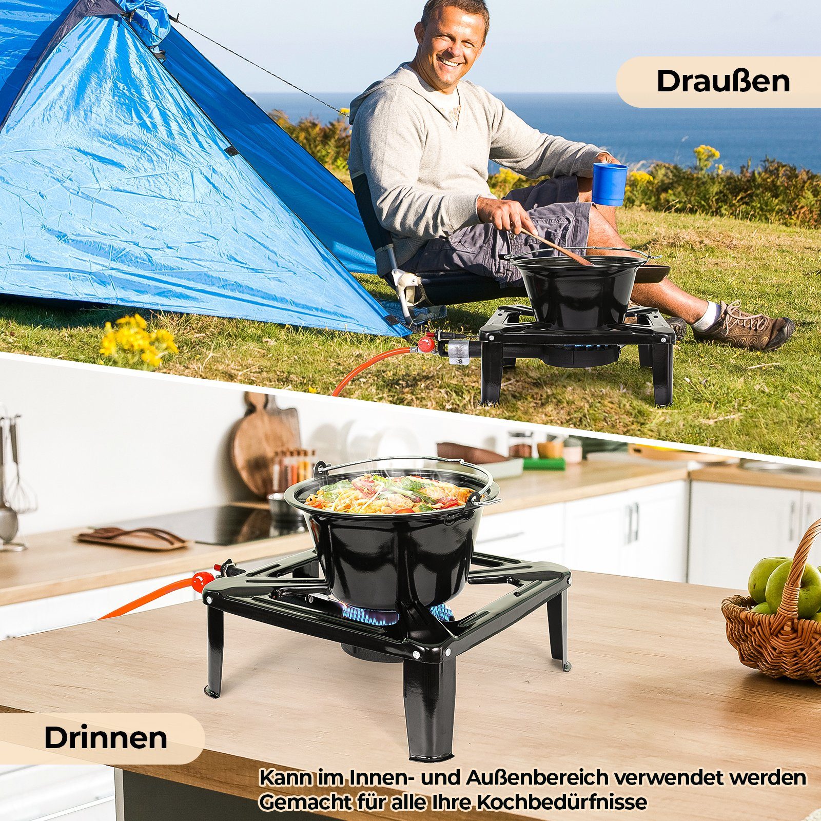 TLGREEN Gaskocher Camping Gas-Hockerkocher Outdoor Campingkocher Industrial Hockerkocher