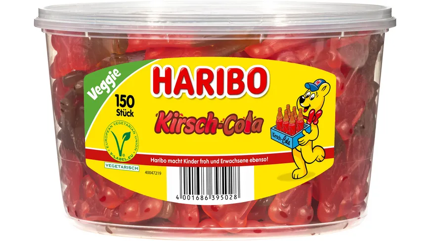 Haribo Fruchtgummi Kirsch Cola Runddose Veggie 1350 g