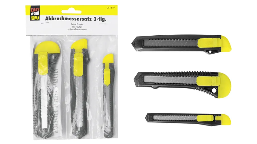 EASY WORK Abbrechmesser Bastelmesser 3-teilig