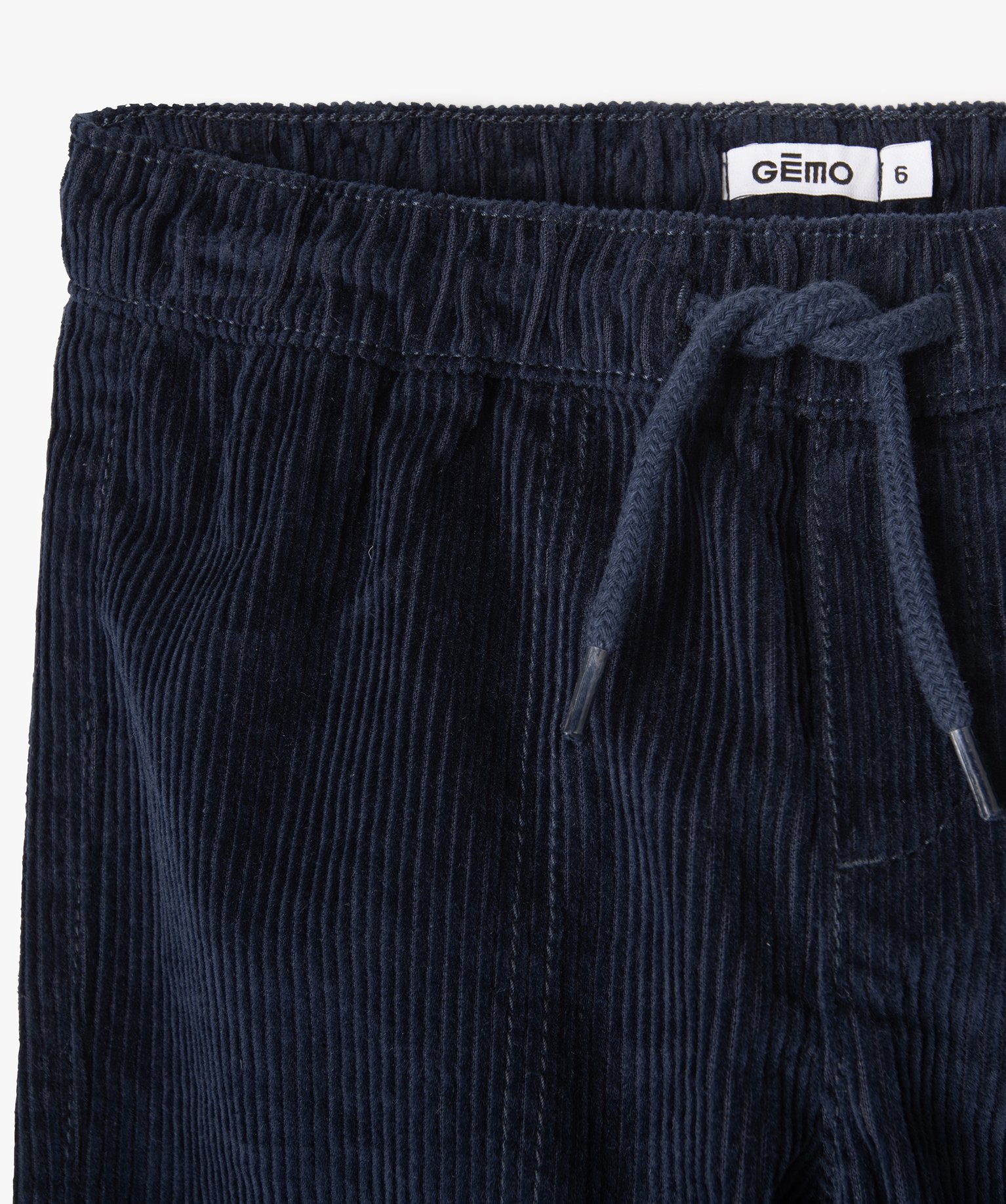 Pantalon Garçon en velours ctelé à taille élastiquée marine | GEMO