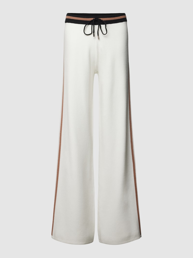 Bootcut Stoffhose mit Kontraststreifen in offwhite
