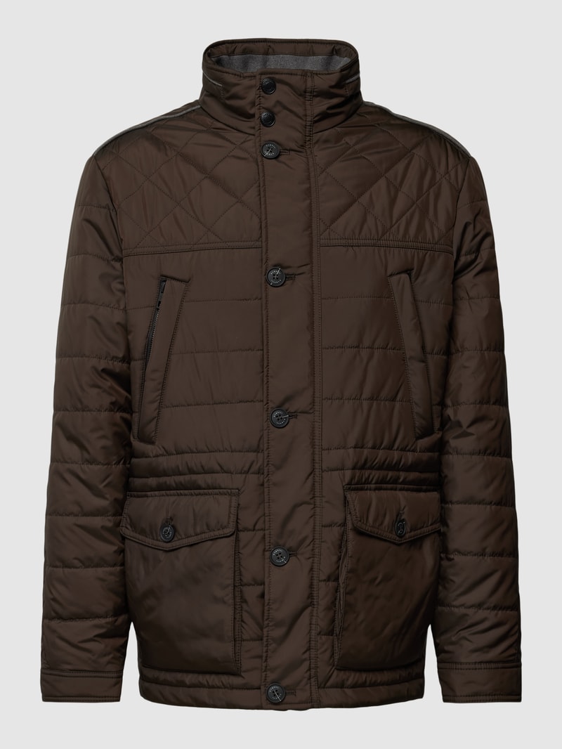 Steppjacke mit Stehkragen in dunkelbraun