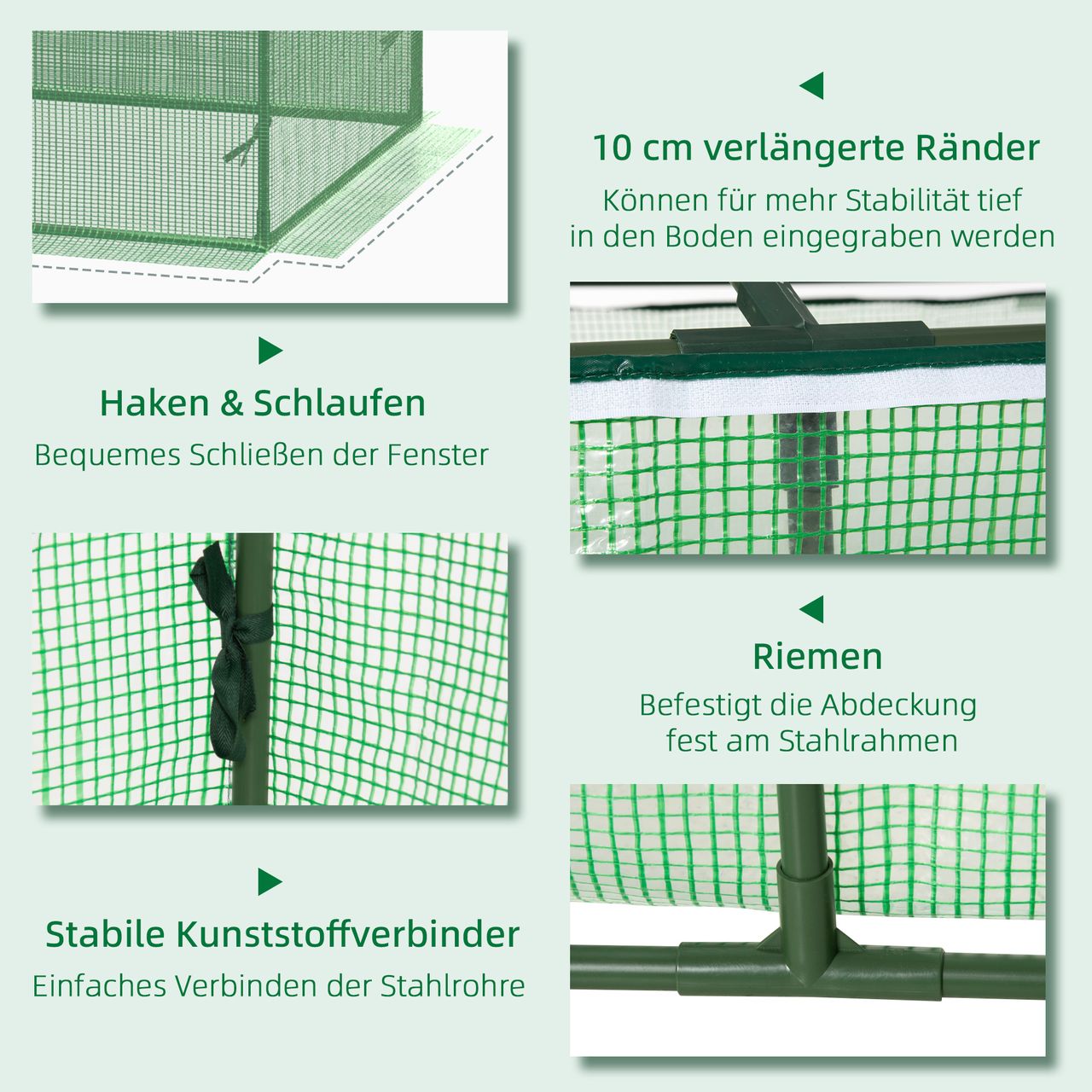 Outsunny Foliengewächshaus mit Fenster Treibhaus Tomatenhaus Frühbeet Grün