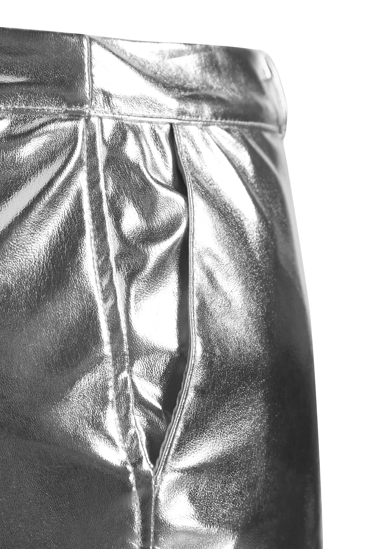 Trendyol Curve  Graue, metallisch gewebte Hose mit weitem Schnitt TBBAW24AR00026