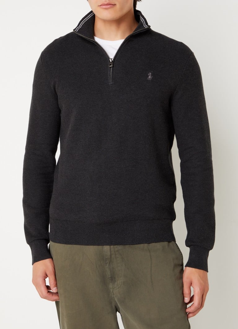 Ralph Lauren Fine-knit pullover with half zip and logo embroidery