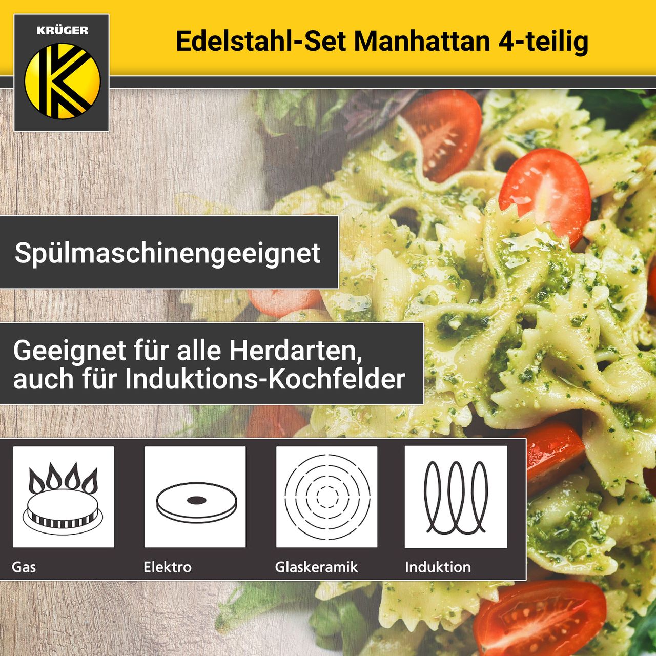 Karl Krüger Edelstahl Topfset MANHATTAN, 4 tlg.