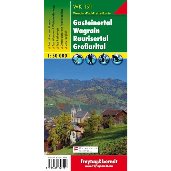 Gasteiner Tal, Wagrain, Raurisertal, Grossarltal  1 : 50 000. WK 191 - Wanderkarte