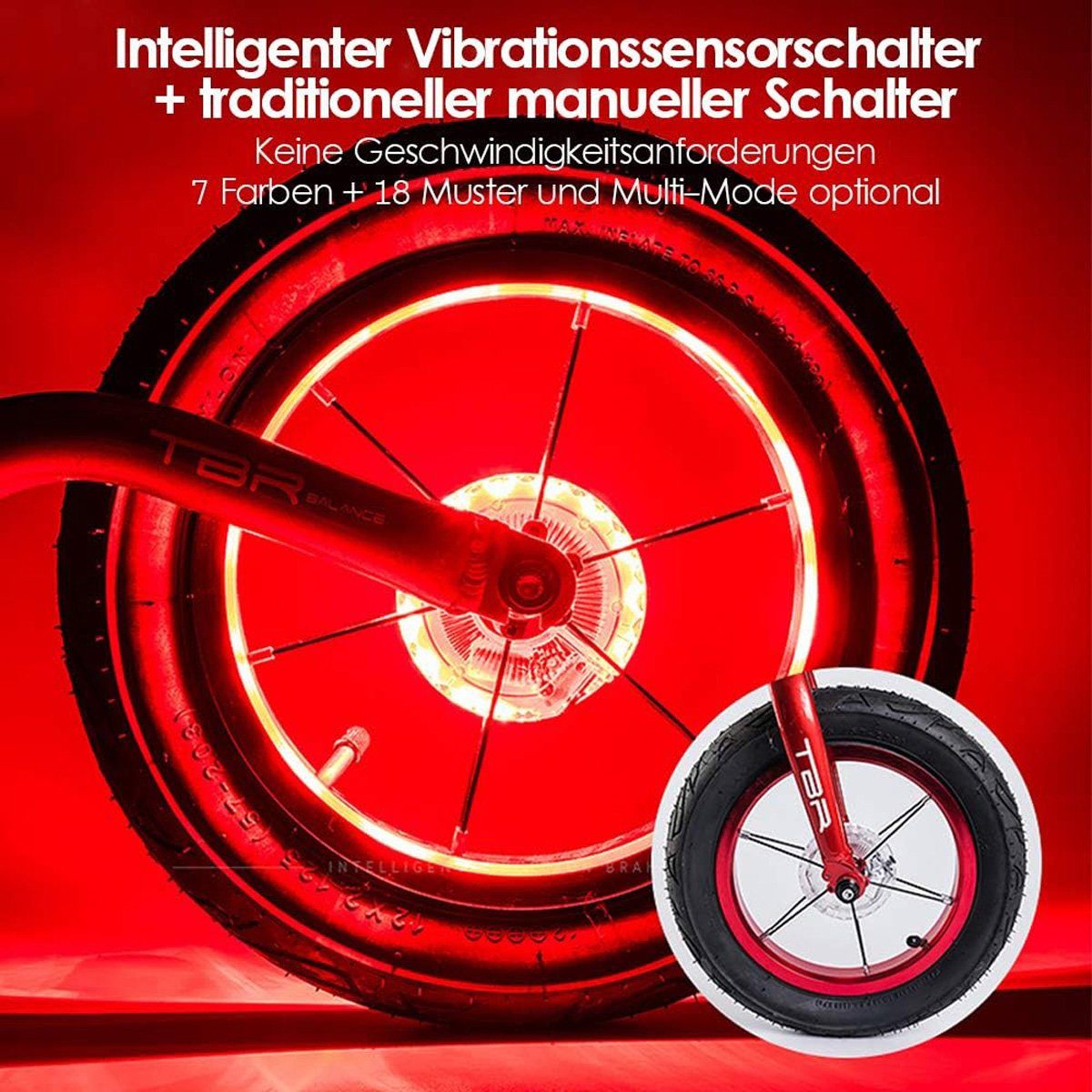 Yoyaxi Fahrradbeleuchtung Kinder-Scooter, LED-Licht, USB, 7 Farben, 18 Modi, wasserdicht