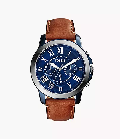 Fossil Herrenuhr Grant Chronograph Leder Hellbraun