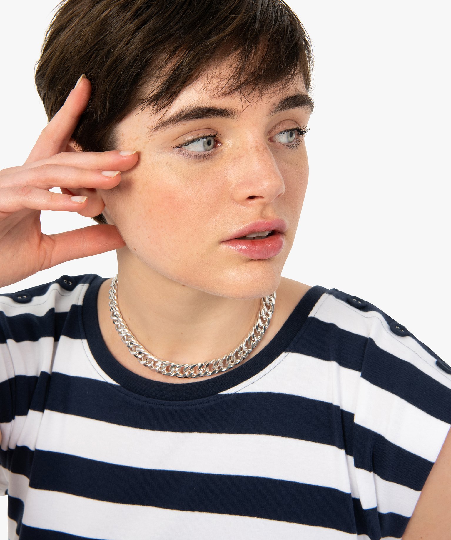 Tee-shirt femme rayé sans manches à épaulettes raye | GEMO