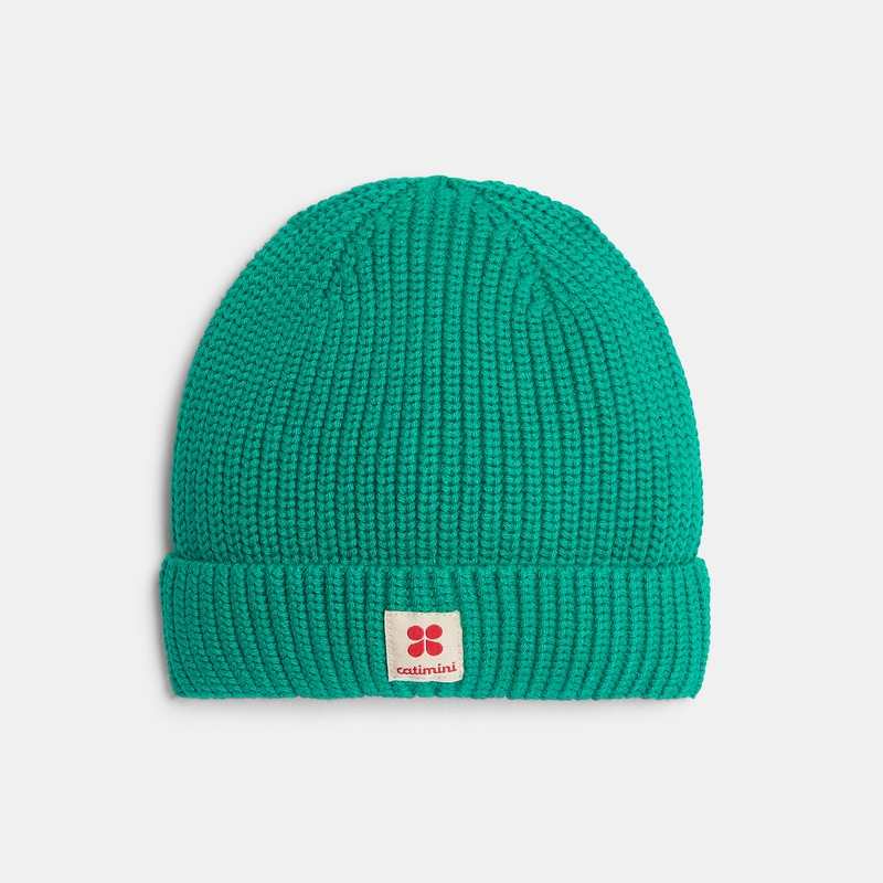 Bonnet bébé en maille tricot vert cèdre Catimini