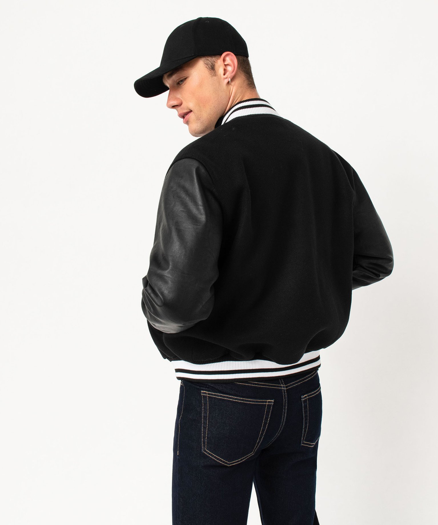 Blouson bi-matières avec finitions bicolores homme - Camps ... noir | GEMO
