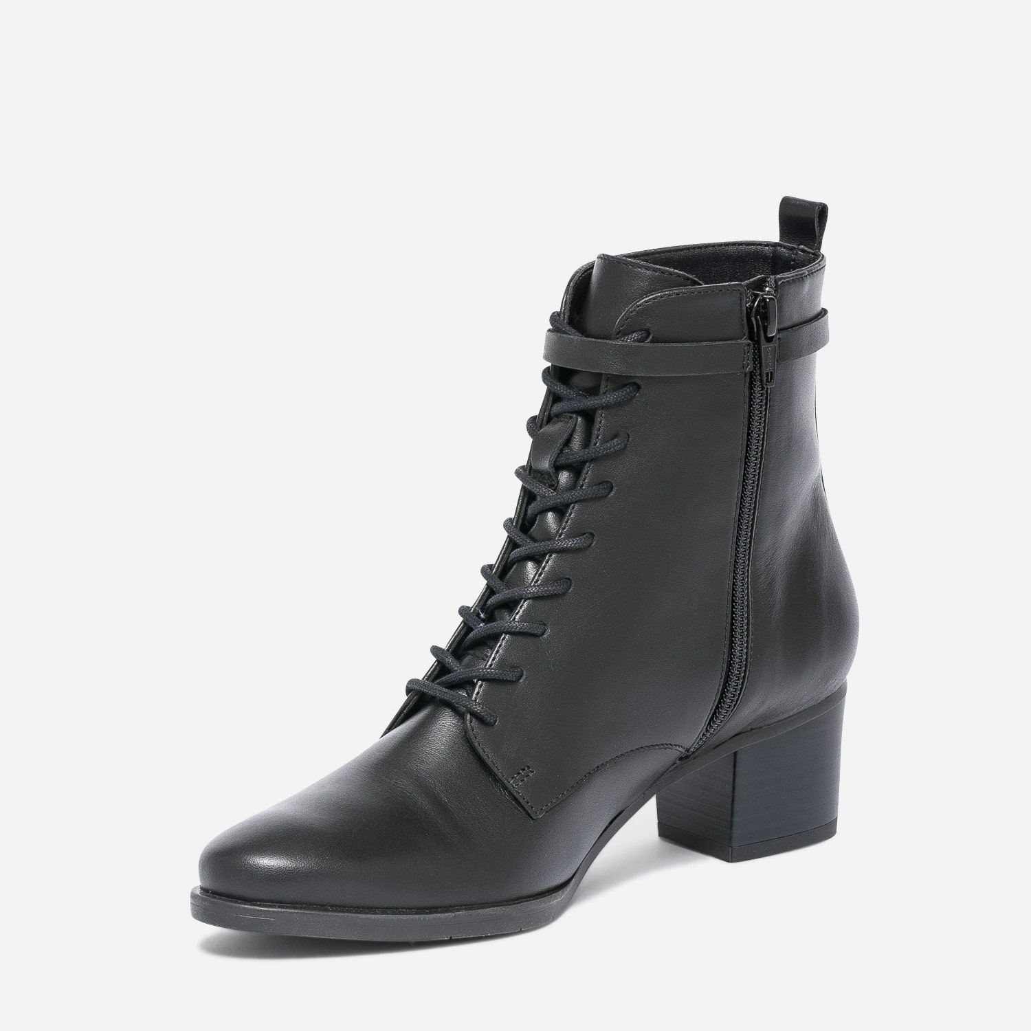 Bottine à talon ERAM FLEX noire en cuir