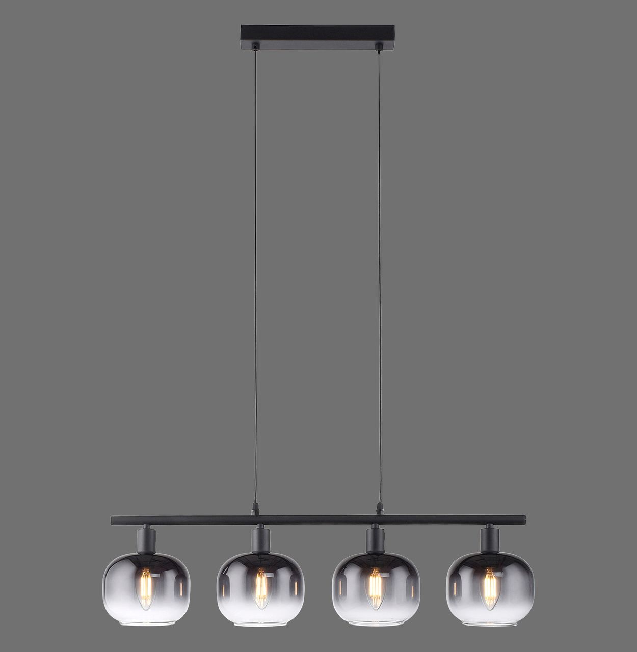 JUST LIGHT Pendelleuchte ZEA, 4x E14/25 Watt max., höhenverstellbar, Schwarz