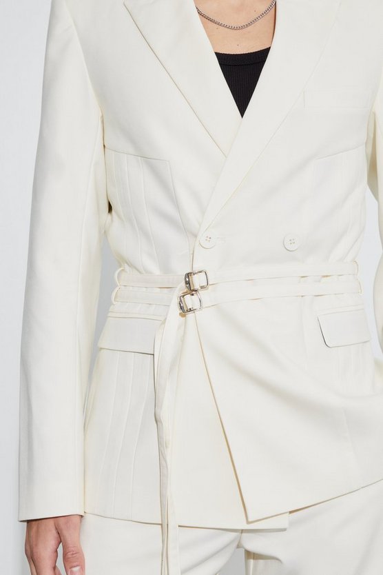 Zweireihiger Slim-Fit Blazer mit Naht-Detail