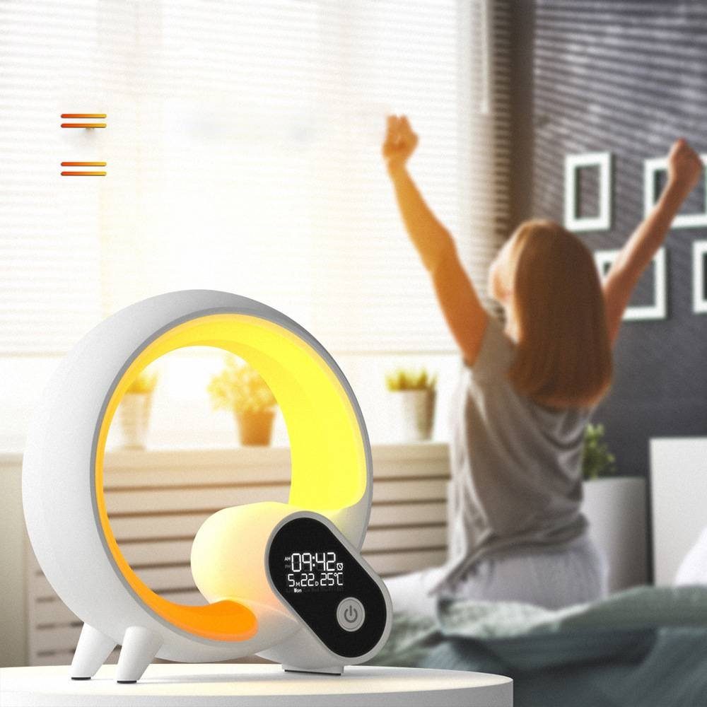 Blusmart Wecker Bluetooth Weck-Nachtlicht Naturgeräusche, Wecker, Snooze-Funktion, bunte Lichter, Einschlafhilfe