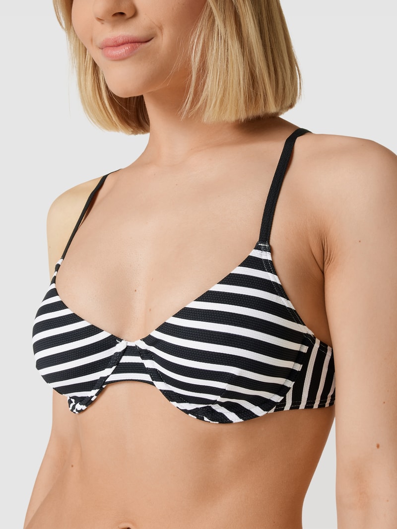 Bikini-Oberteil mit Streifenmuster Modell 'RCS pad. bra' in schwarz