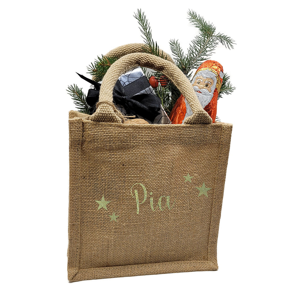 Nikolaus Tasche  / Nikolaussack mit Name personalisiert Gold / Glitzer
