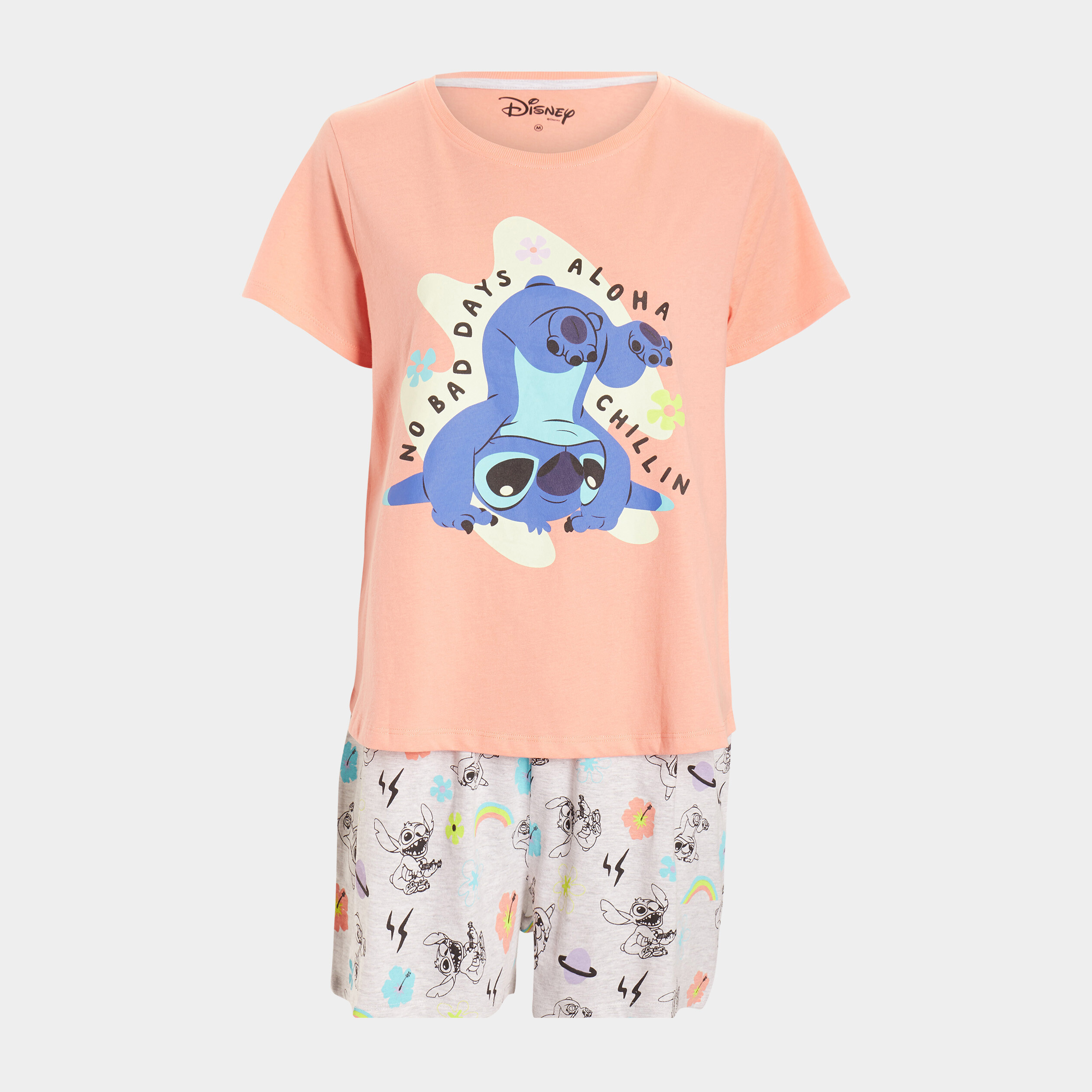 Ensemble pyjama 2 pièces Lilo et Stitch orange corail femme | La Halle