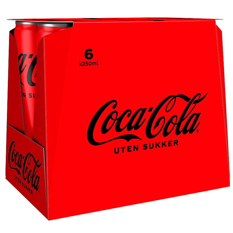 Coca-cola Coca-cola u/sukker 6-pk 250 ml boks