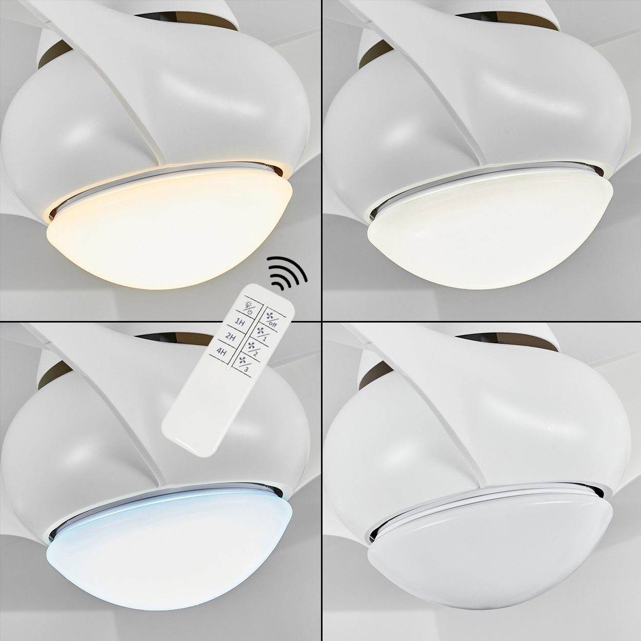 hofstein Tischturmventilator Deckenventilator aus Kunststoff in Weiß, 1 x LED 20 Watt (inkl)