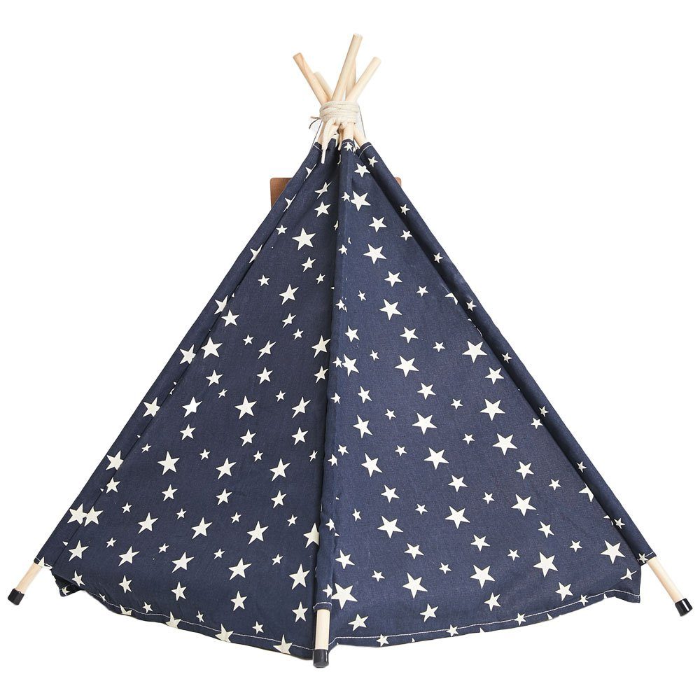 Wenta Tierbett Tipi Zelt für Haustiere, Hundezelt, Katzenzelt mit Kissen, Haustierzelte für Hunde und Katzen Größe (50 x 50 x 60 cm)