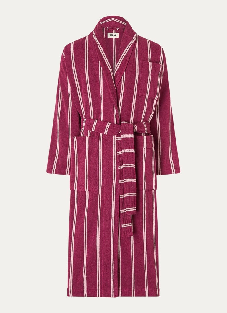 Szlafrok z bawełny organicznej TEKLA z kieszeniami naszywanymi – unisex
