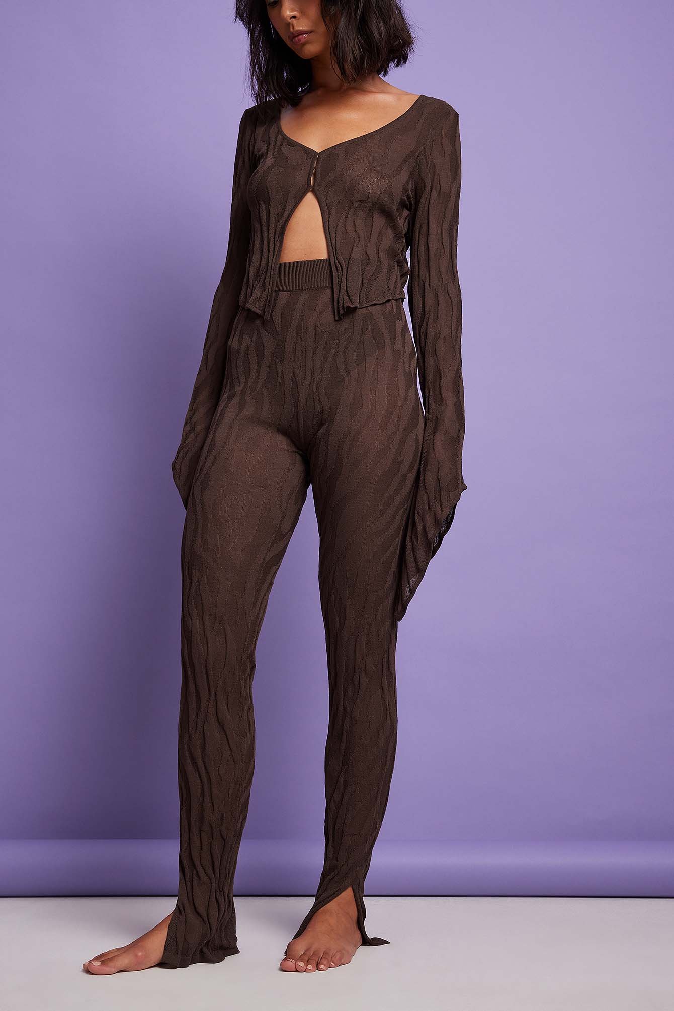Fine Knitted Slit Trousers