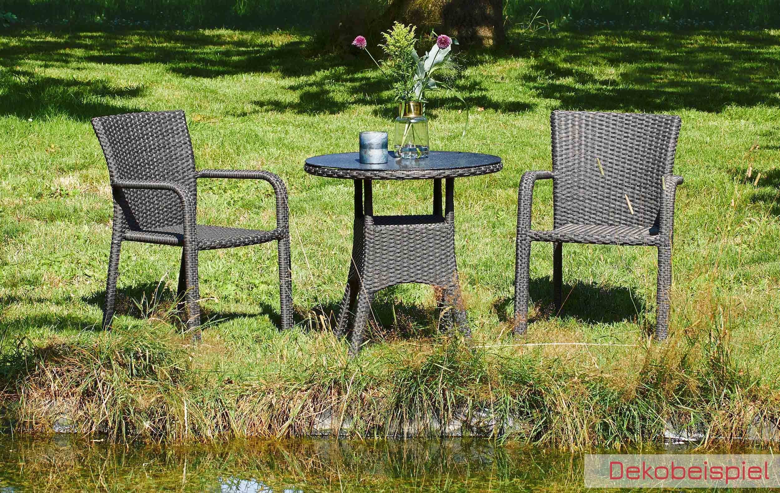 LC Garden Stapelstuhl LC Garden Barcelona Gartenstuhl Stapelstuhl Armlehnstuhl grau-mix für Garten, Terrasse oder Balkon