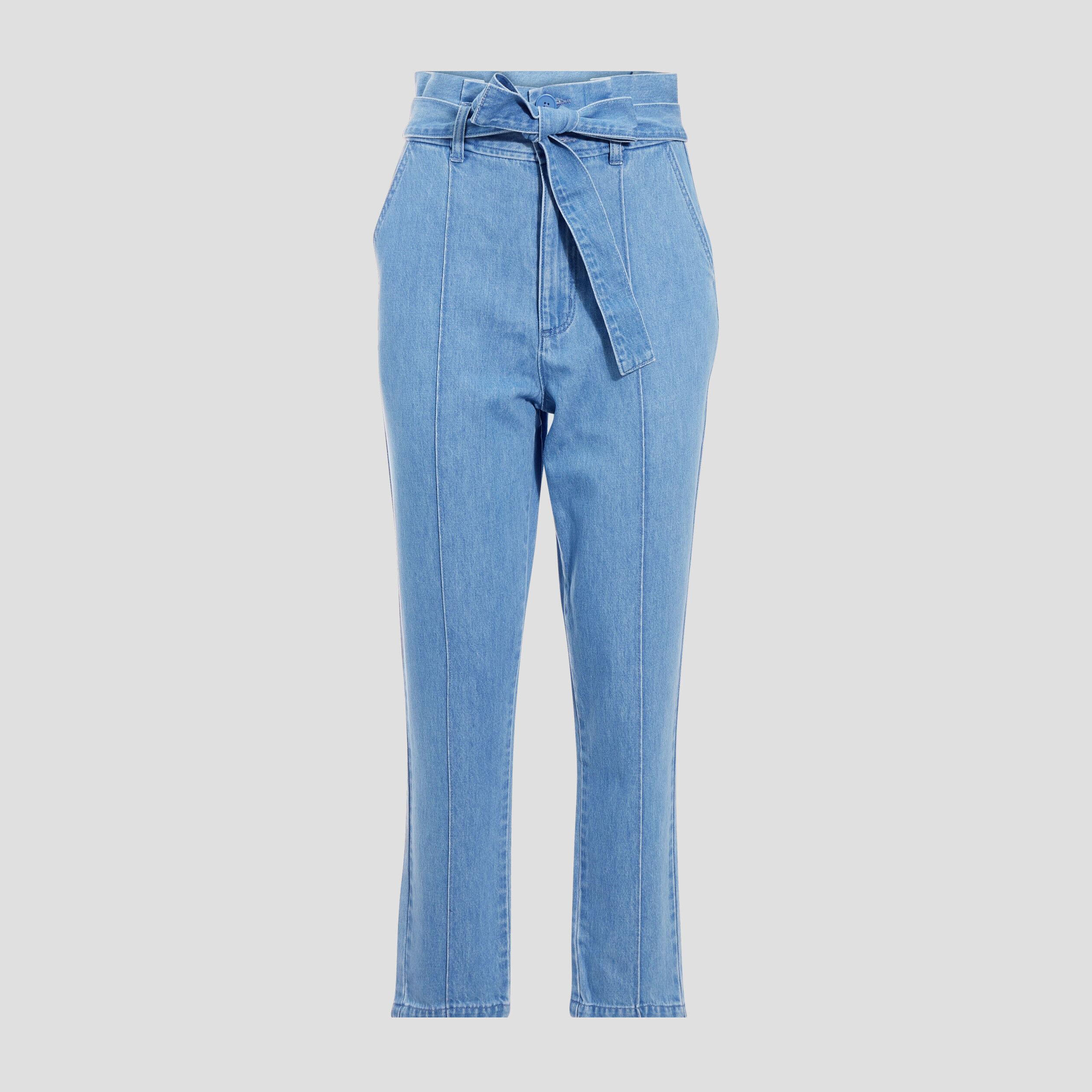 Jeans paperbag taille haute ceinturée denim stone femme | Cache Cache