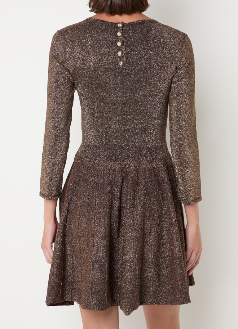 Vestido curto Maje com lurex e detalhe plissado