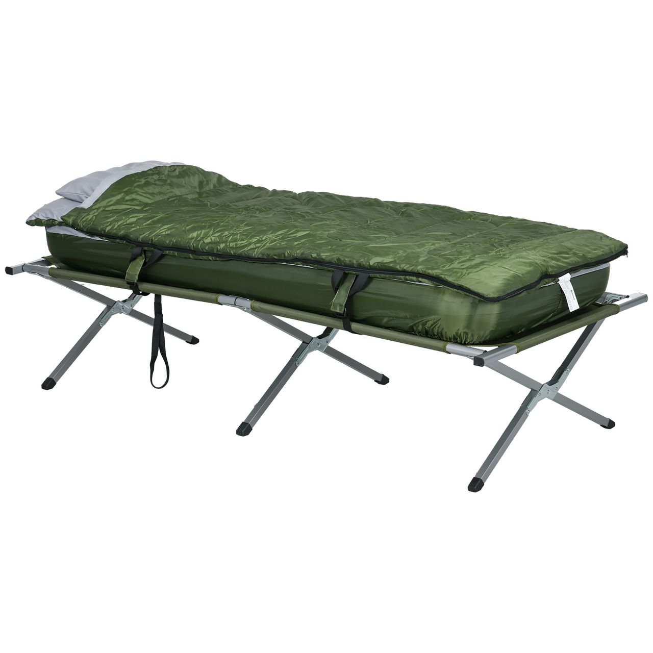 Outsunny Campingbett Einzelbett Feldbett mit Kopfkissen klappbare Reisebett Grün