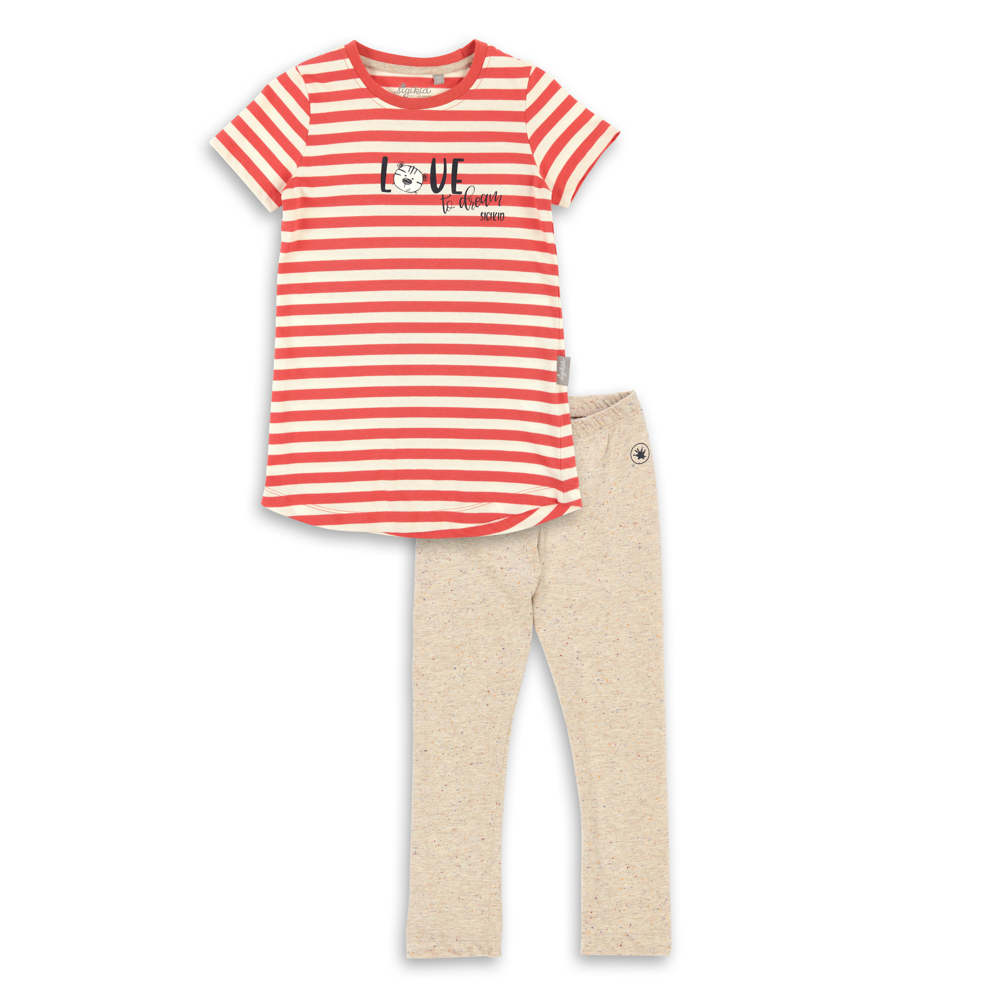 Kinder Schlafanzug Tiger, hell meliert-pink
