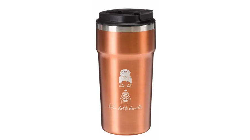 TRENDSHOP Kaffeebecher Enjoy Too hot to handle 0,5l roségold matt