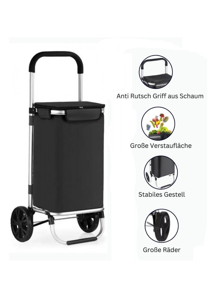 Cheffinger 40L Einkaufswagen Trolley in Schwarz günstig kaufen 40